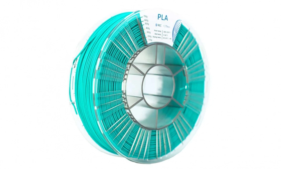 rec-pla-biruza-175-075-1.970.webp PLA пластик REC бирюзовый 1,75 мм 0,75 кг — изображение 1