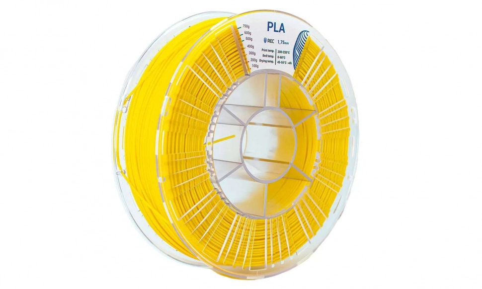rec-pla-yellow-285-075-1.970.webp PLA пластик REC желтый 2,85 мм 0,75 кг — изображение 1