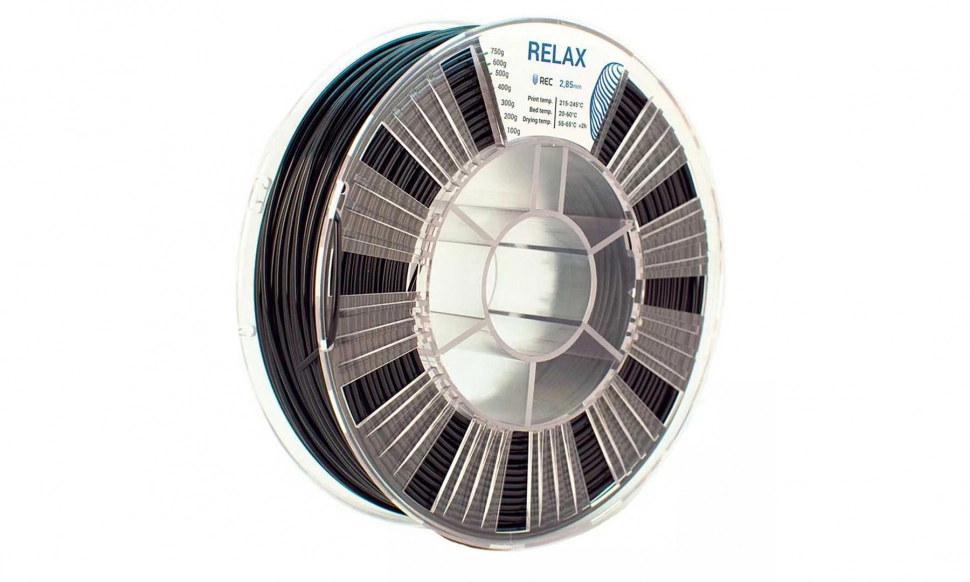 rec-relax-black-285-1.970.webp PETG пластик REC Relax черный 2,85 мм 0,75 кг — изображение 1