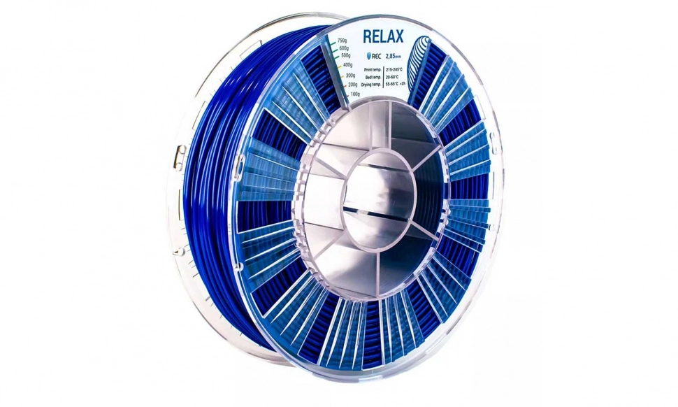 rec-relax-blue-285-1.970.webp PETG пластик REC Relax синий 2,85 мм 0,75 кг — изображение 1