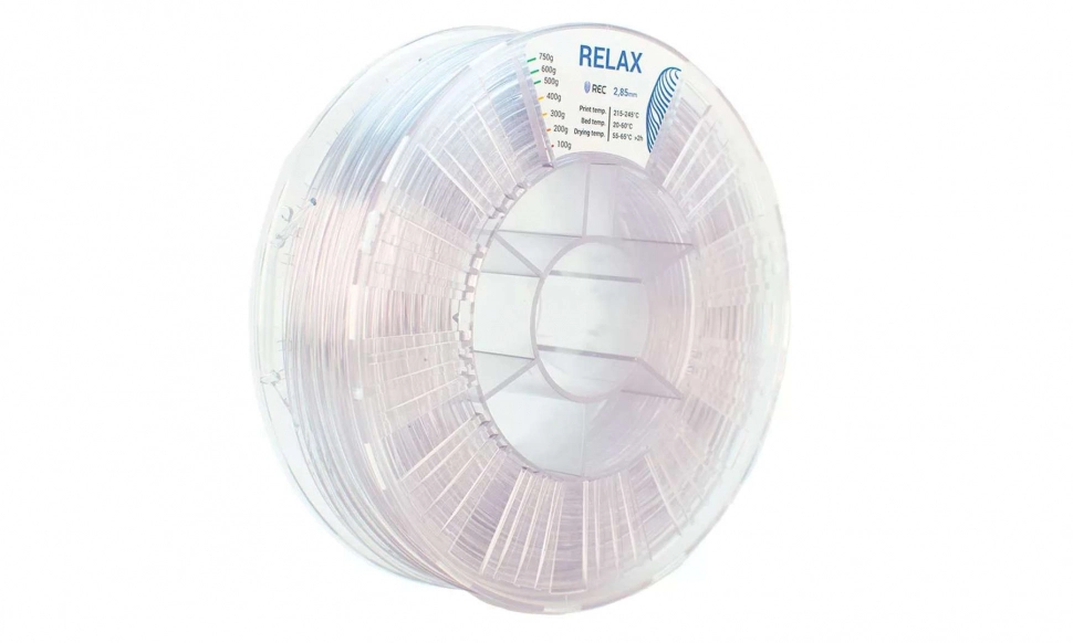 rec-relax-clear-285-1.970.webp PETG пластик REC Relax прозрачный 2,85 мм 0,75 кг — изображение 1