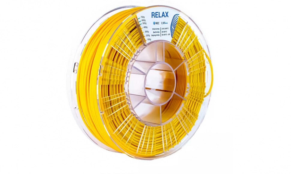 rec-relax-yellow-2.970.webp PETG пластик REC Relax желтый 2,85 мм 0,75 кг — изображение 1