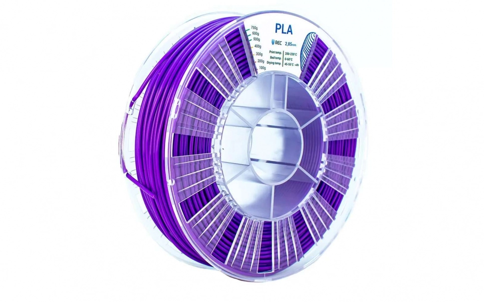 rec-violet-285-2.970.webp PLA пластик REC фиолетовый 2,85 мм 0,75 кг — изображение 1